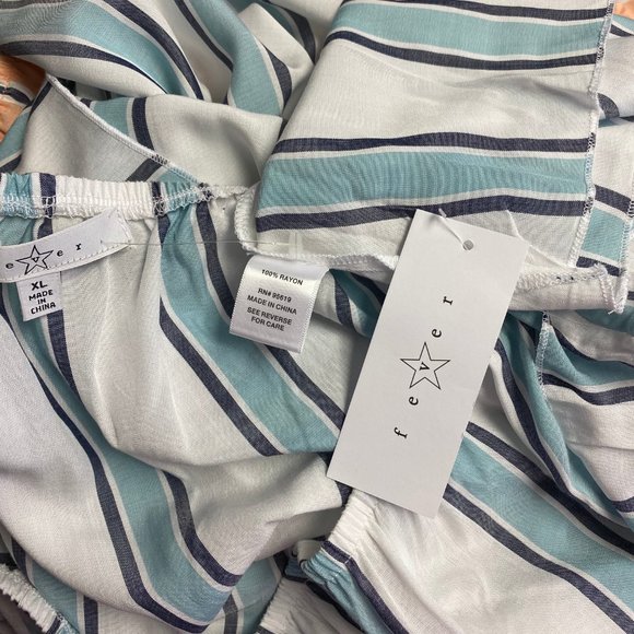 NWT Fever Blue & White Striped Off Shoulder Top - Picture 7 of 7
